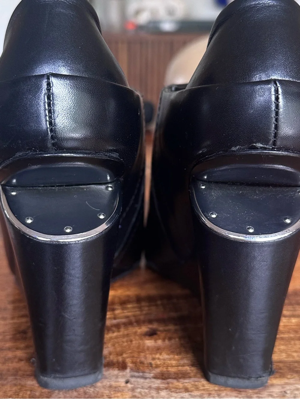 Alexander Wang Alla Black Leather Peep Toe Cutout Wedge Booties 36.5 US 6.5